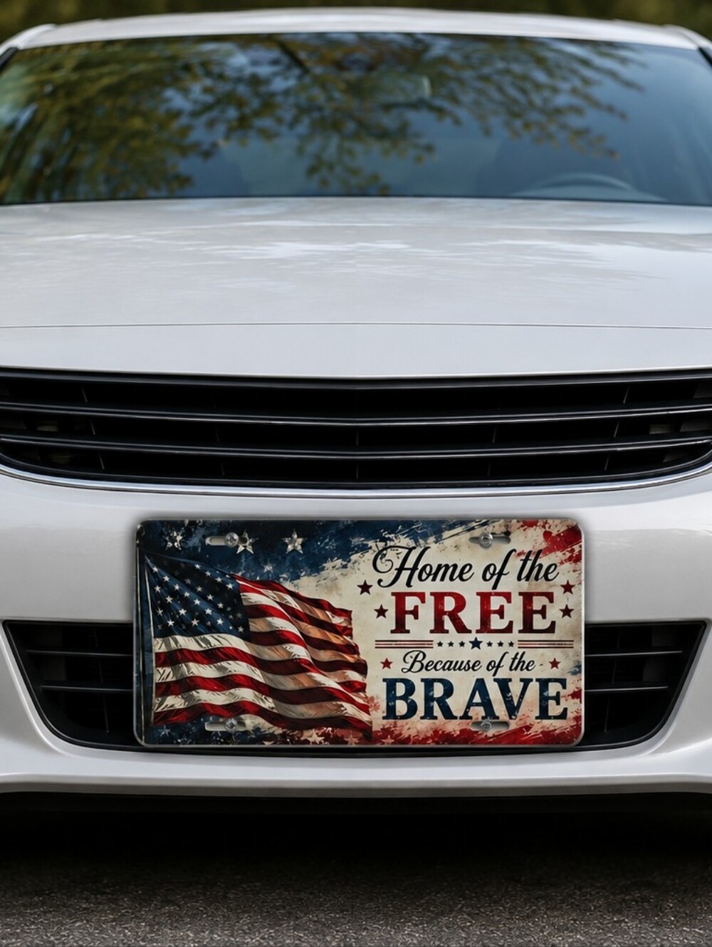 Hand Crafted Red White Blue Patriotic License Plate